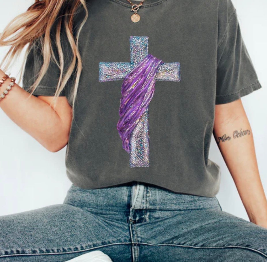 #343a Cross with purple