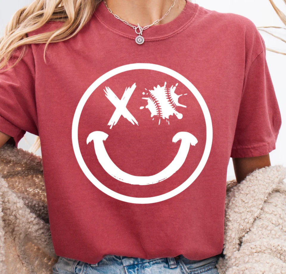 #524 baseball smiley face