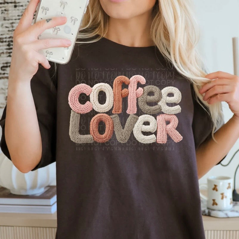 #357a Faux yarn coffee lover