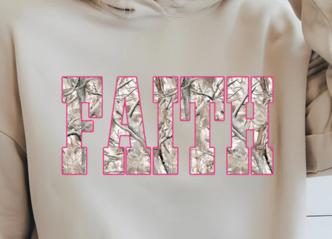 #72A Faith camo with pink and blue border