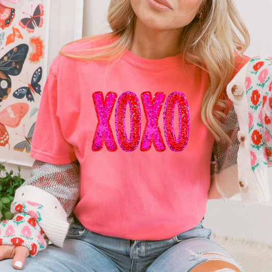 #309a Faux glitter XOXO