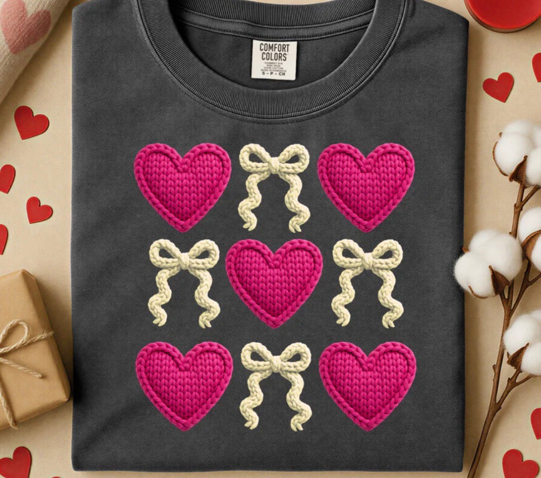 #351a Hearts and bows faux yarn