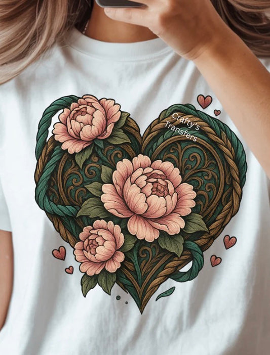 #411a Heart with flowers
