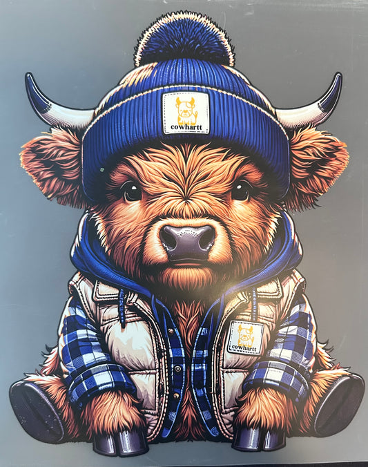 #40A Cow with blue jacket