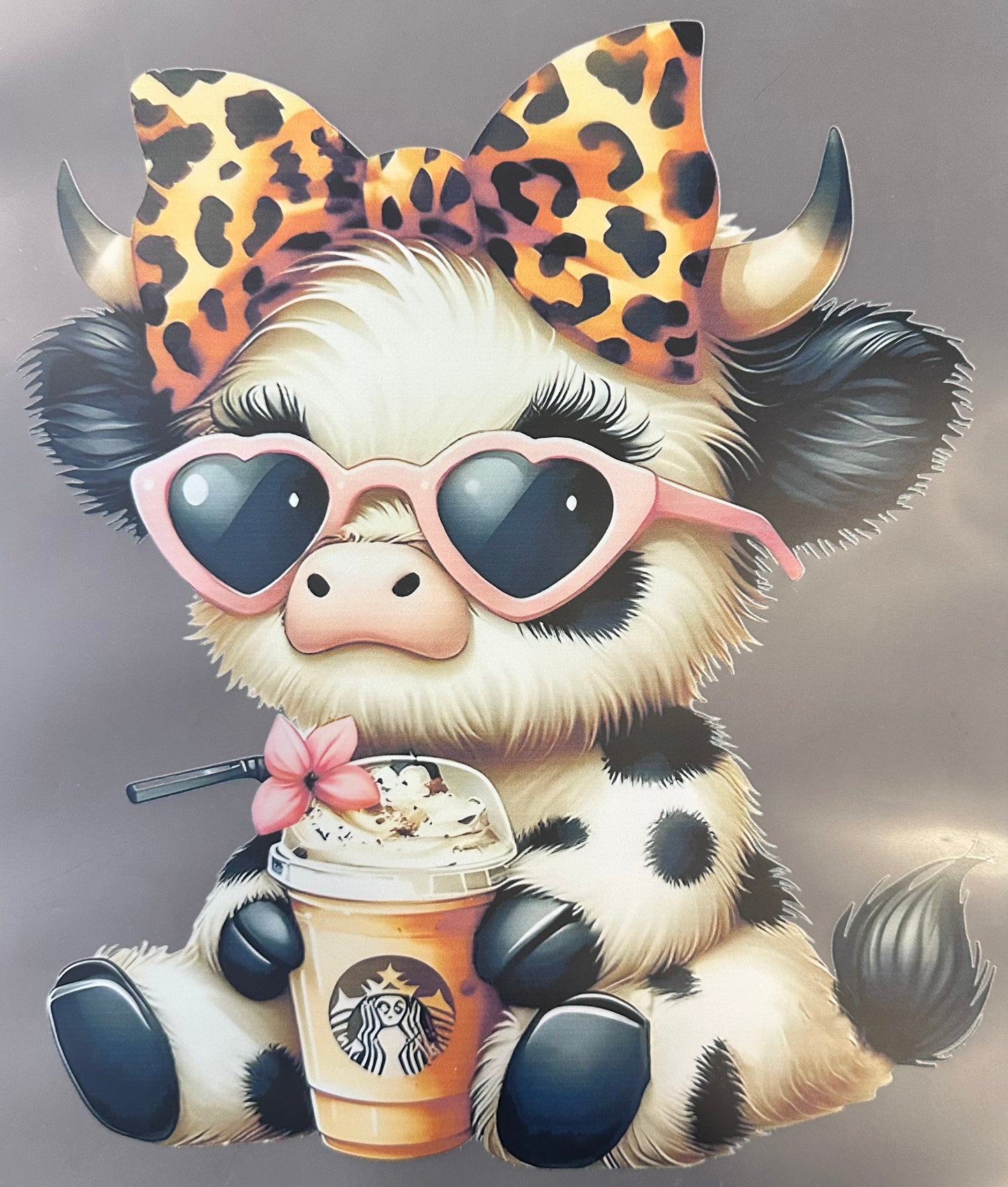 #167a Cute cow with Starbucks