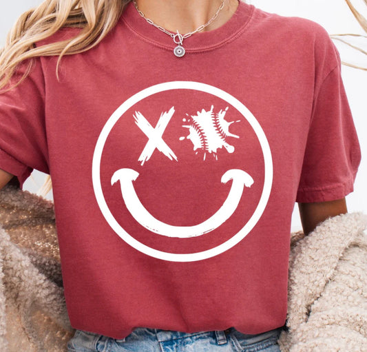 #524 baseball smiley face