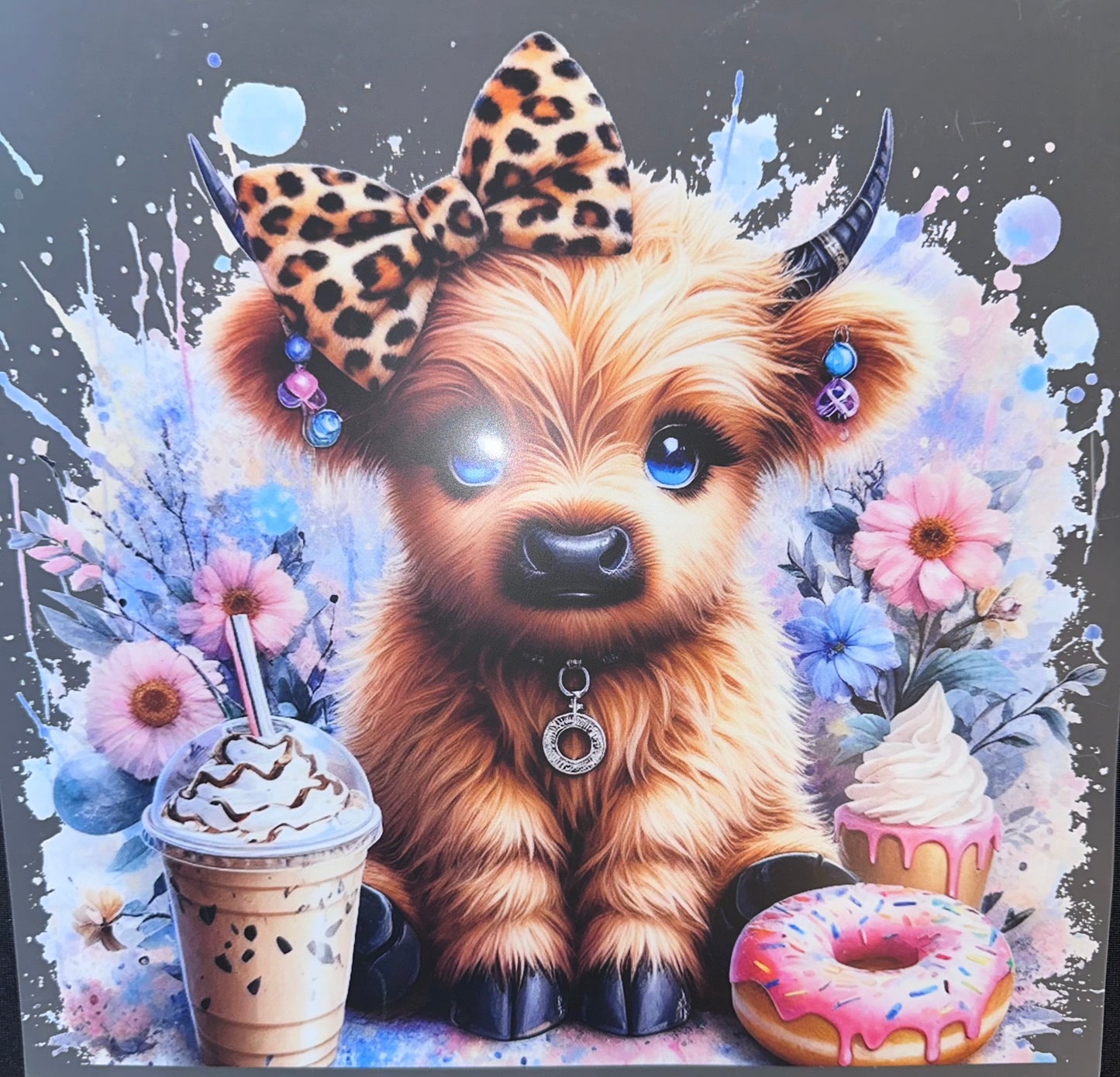 #1048 Cute cow with donut