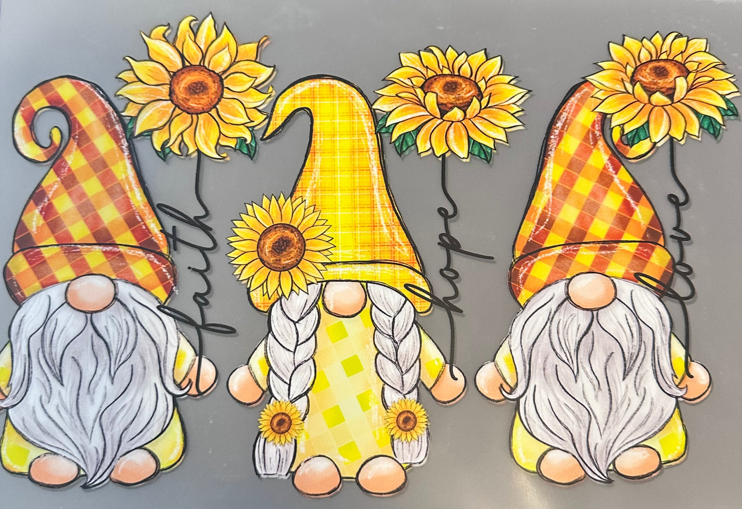 #260a Faith hope love gnomes