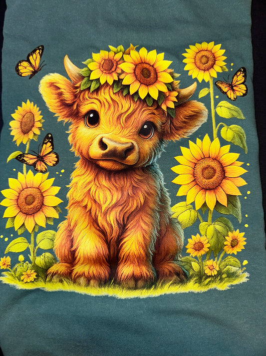 #875 Cow with sunflowers
