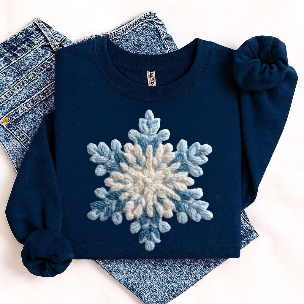 #290a Faux yarn snowflake