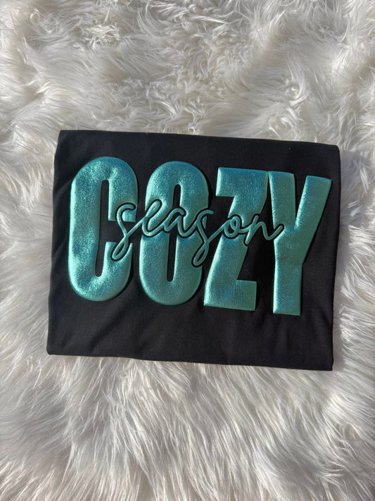 #201a Cozy weather metallic puff aqua and mint