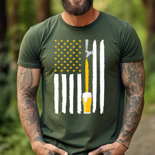 #173 American flag with beer